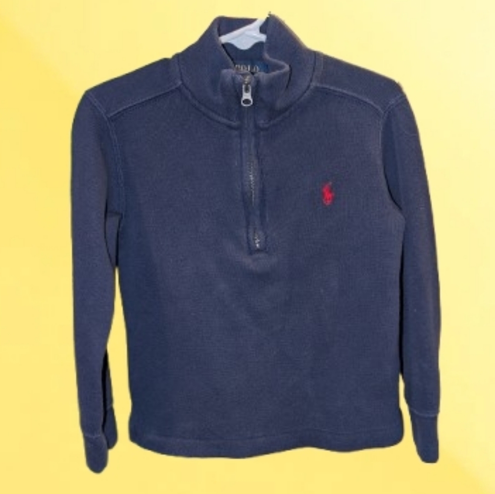 Ralph Lauren Polo Pullover Sweatshirt Navy Half-Zip 3T Classic Preppy EUC